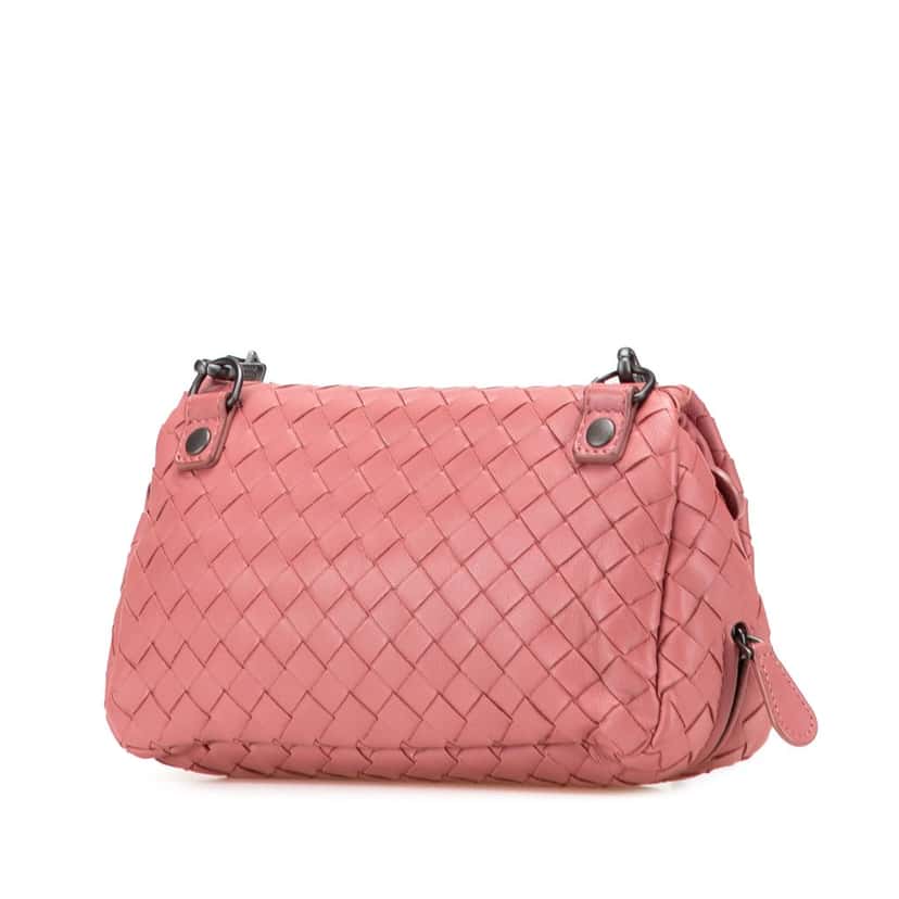 Bottega Veneta Mini Nappa Intrecciato Expandable Chain Crossbody Pink Leather Very good condition - Back View