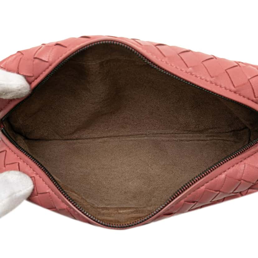 Bottega Veneta Mini Nappa Intrecciato Expandable Chain Crossbody Pink Leather Very good condition - Model View