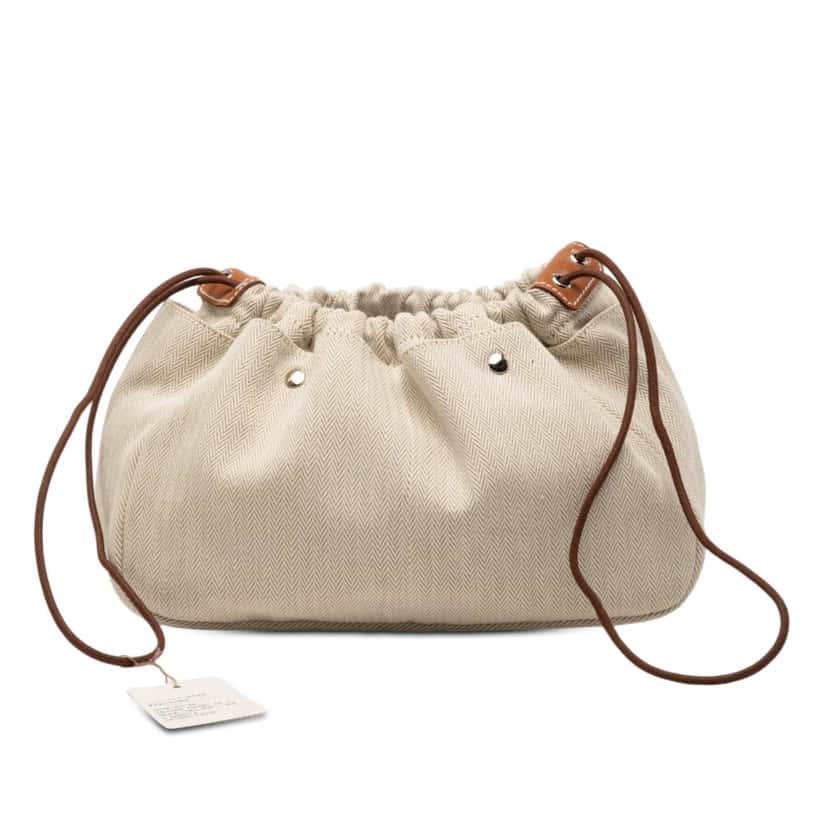 Hermès Canvas and Barenia Fourbi Pouch 25 Beige Very good condition - Front View