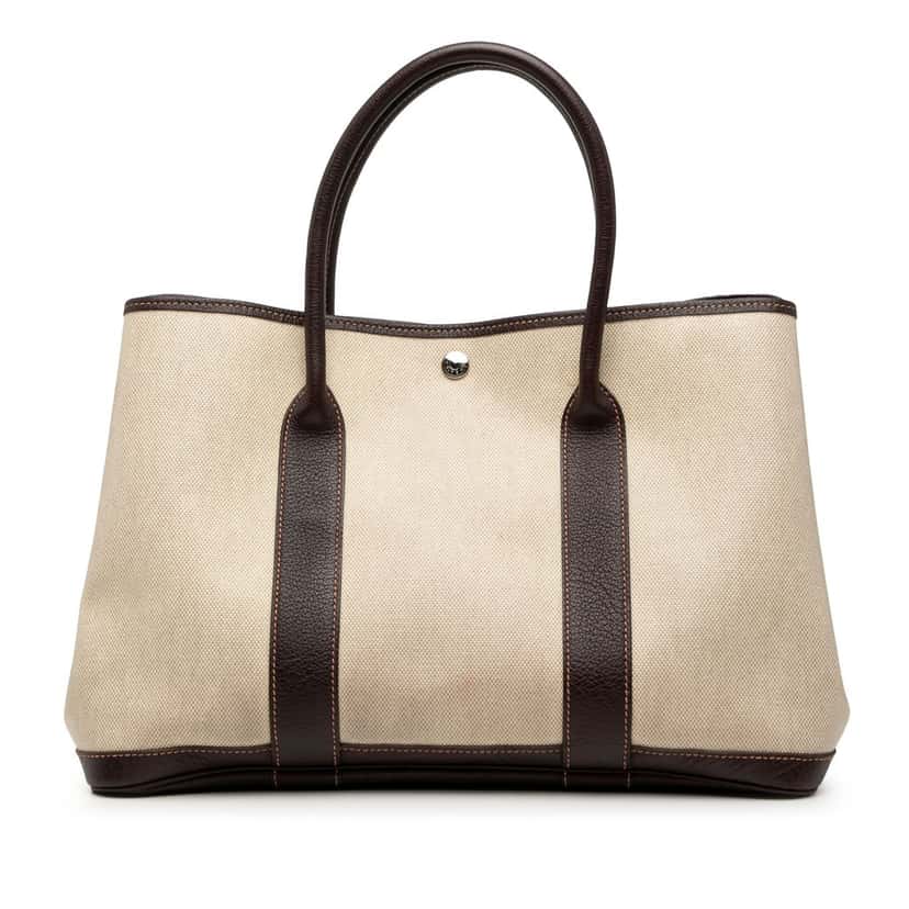 Hermès Toile and Negonda Garden Party 36 Beige Good condition - Front View