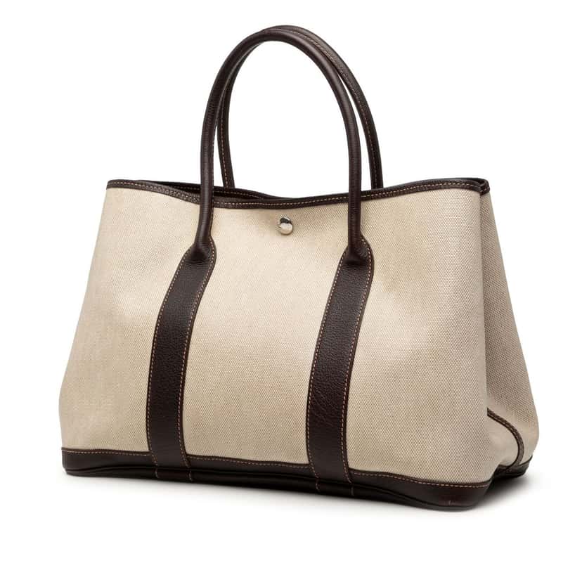 Hermès Toile and Negonda Garden Party 36 Beige Good condition - Back View