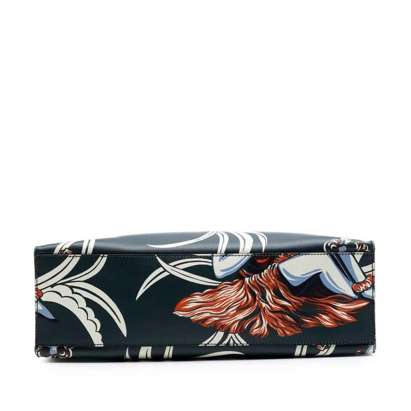 Prada Saffiano Hawaiian Print Tote Green Leather Very good condition - Inside View