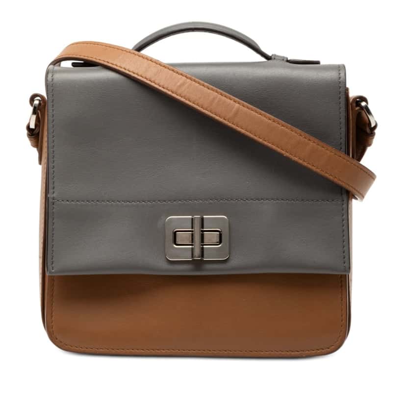 Prada Bicolor City Calf Satchel Brown Leather Very good condition - Front View