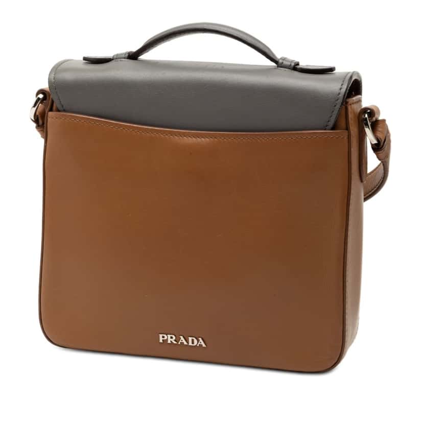 Prada Bicolor City Calf Satchel Brown Leather Very good condition - Back View