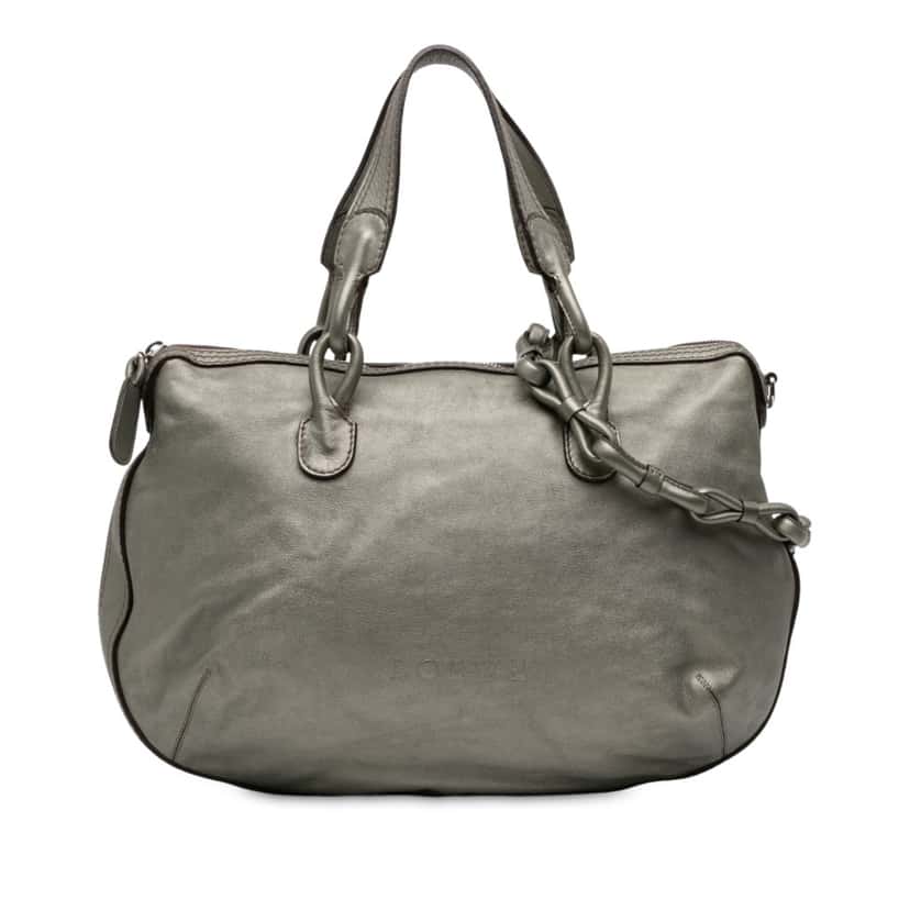 Loewe Metallic Leather Fiesta Satchel Green Leather Very good condition - Front View