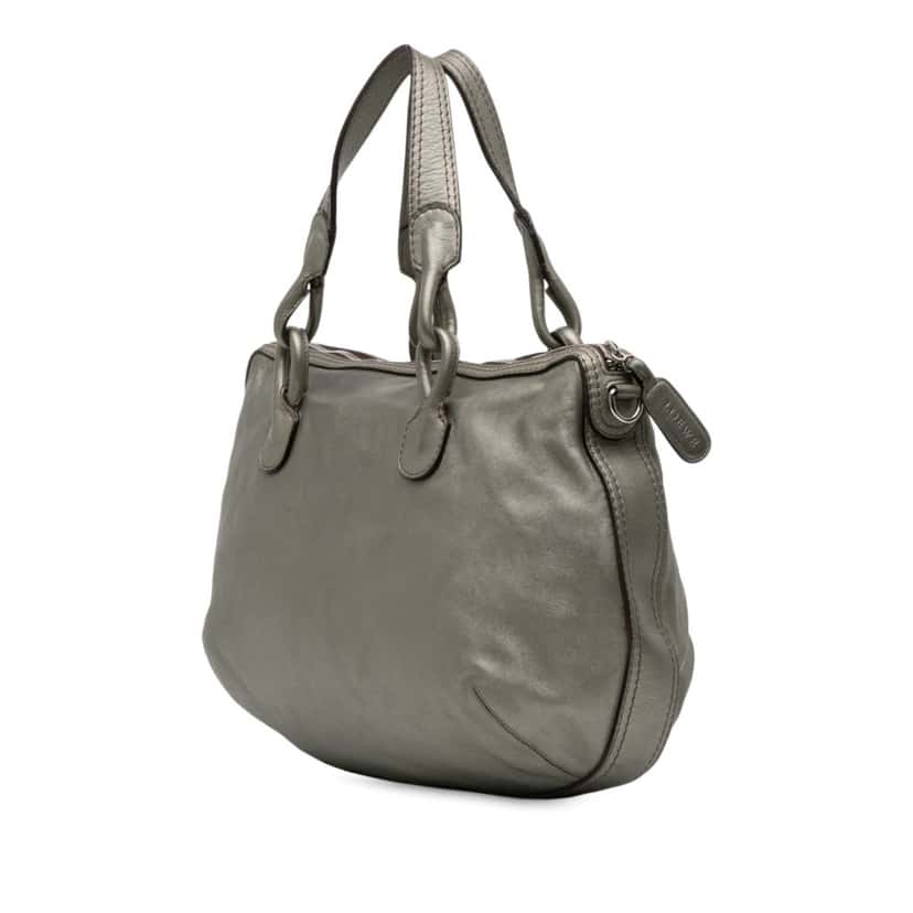 Loewe Metallic Leather Fiesta Satchel Green Leather Very good condition - Back View