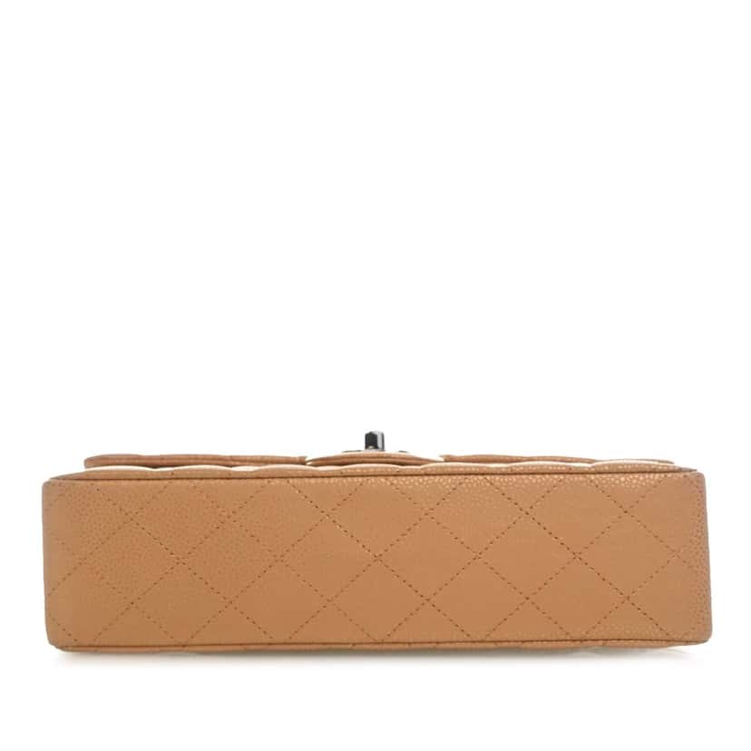 Chanel Medium Classic Metallic Caviar Double Flap Brown Leather Very good condition - Inside View