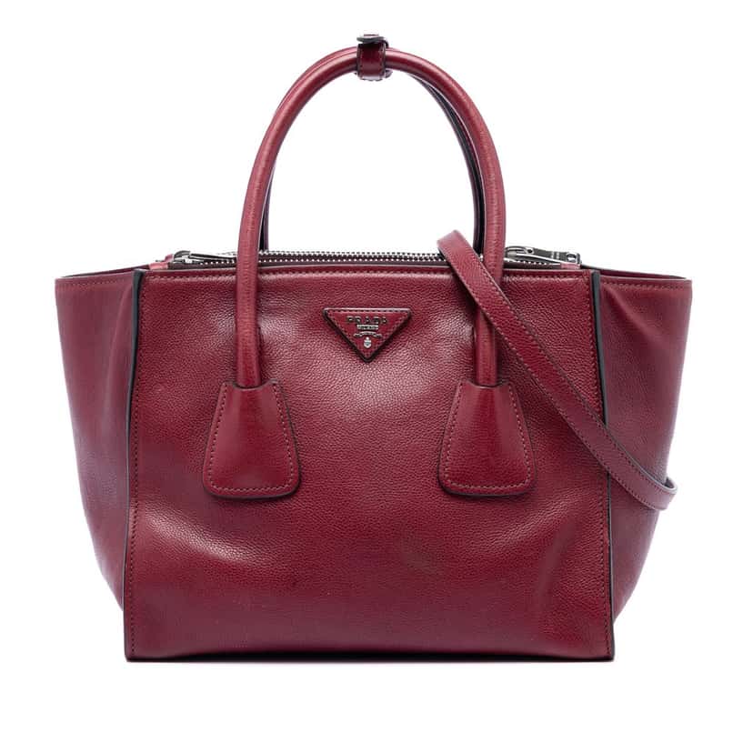 Prada Glace Calf Twin Pocket Satchel Red Leather Very good condition - Front View