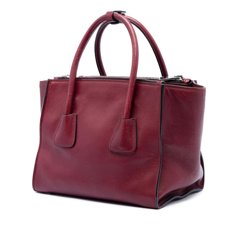 Prada Glace Calf Twin Pocket Satchel Red Leather Very good condition - Back View