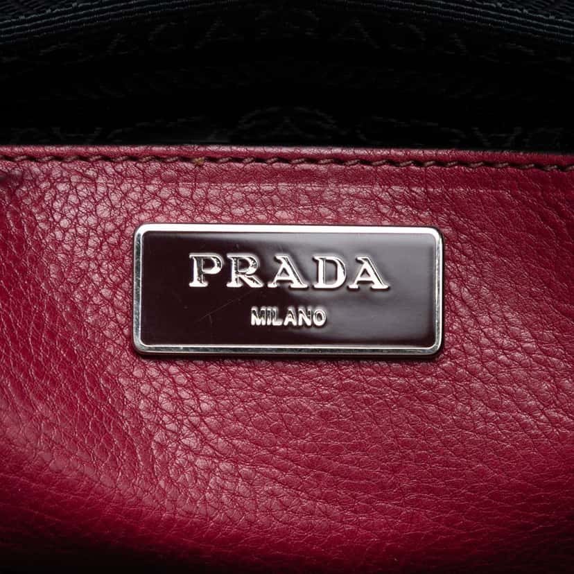 Prada Glace Calf Twin Pocket Satchel Red Leather Very good condition - Box View