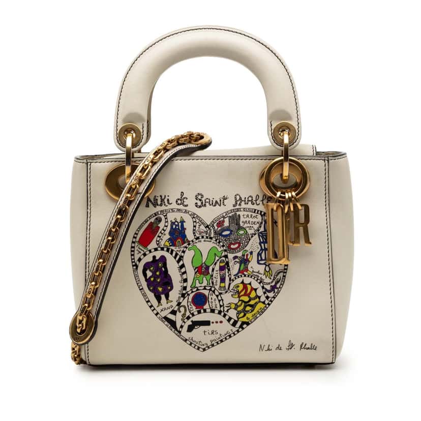 Dior DiorAmour Niki De Saint Phalle Mini Calfskin Lady Dior White Leather Very good condition - Front View