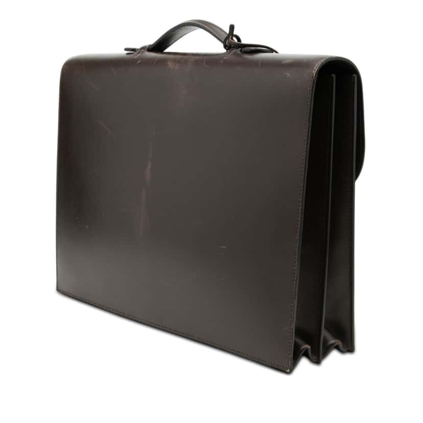 Hermès Box Calf Sac A Depeches 38 Brown Leather Good condition - Back View