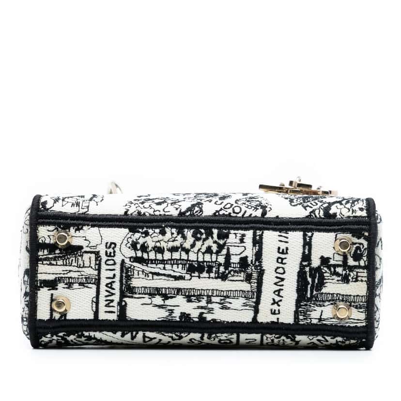 Dior Mini Embroidered Canvas Plan de Paris Lady D Lite White Very good condition - Inside View