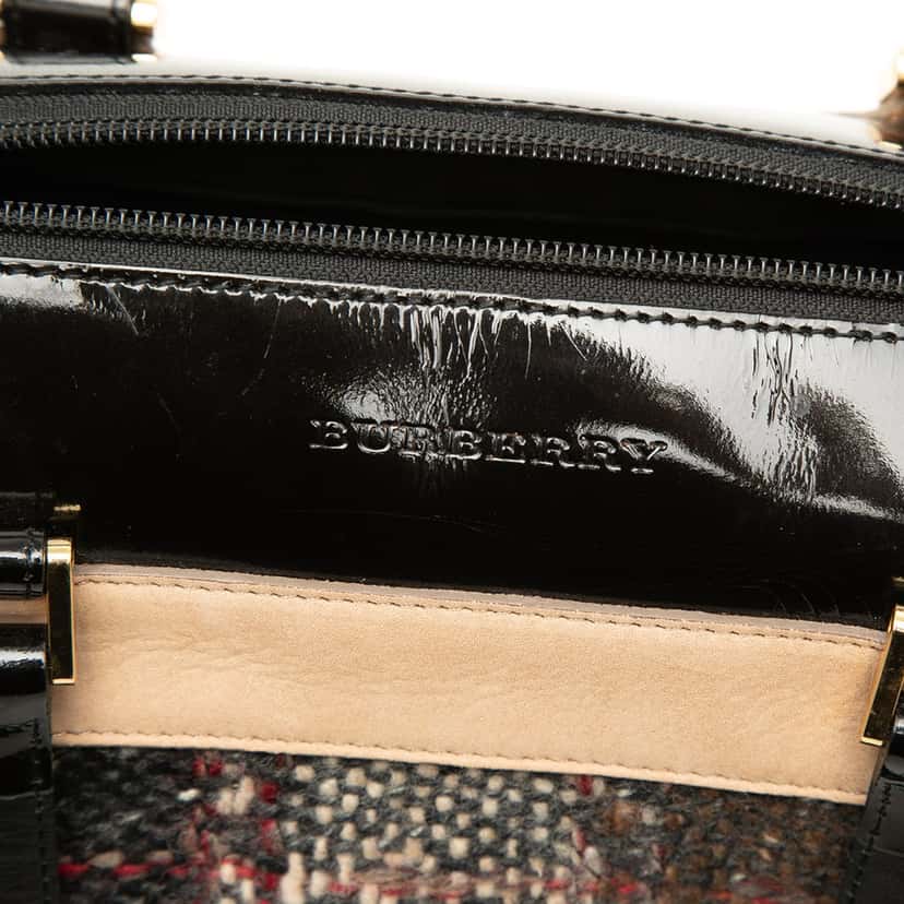 Burberry Plaid Wool Boston Bag Brown Very good condition - Box View