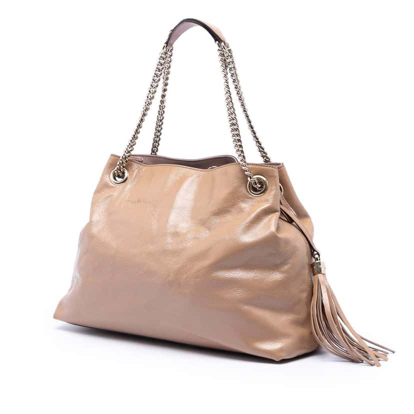 Gucci Medium Patent Soho Chain Tote Brown Leather Very good condition - Back View