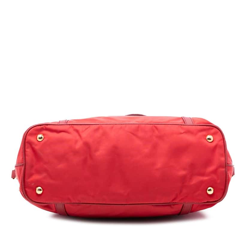 Prada Saffiano Trimmed Tessuto Zip Top Convertible Tote Red Very good condition - Inside View