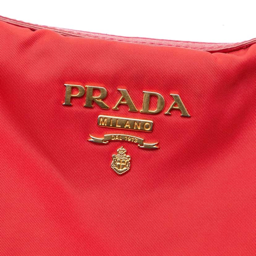 Prada Saffiano Trimmed Tessuto Zip Top Convertible Tote Red Very good condition - Box View