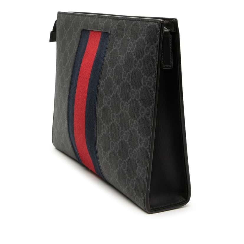 Gucci GG Supreme Web Clutch Black Very good condition - Back View
