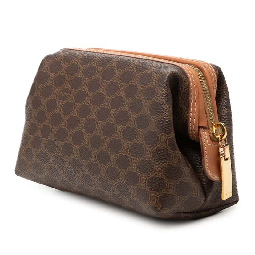 Celine Macadam Coated Canvas Pouch Brown Very good condition - Back View