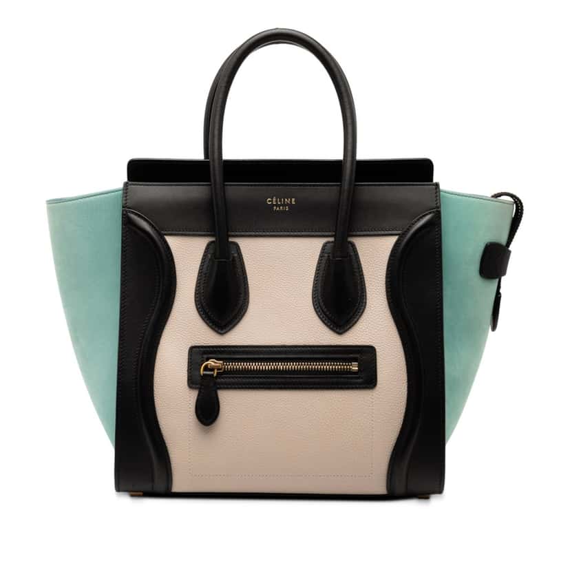 Celine Micro Tricolor Leather Luggage Tote Beige Leather Very good condition - Front View