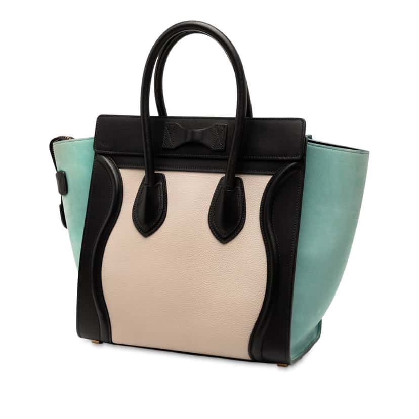 Celine Micro Tricolor Leather Luggage Tote Beige Leather Very good condition - Back View