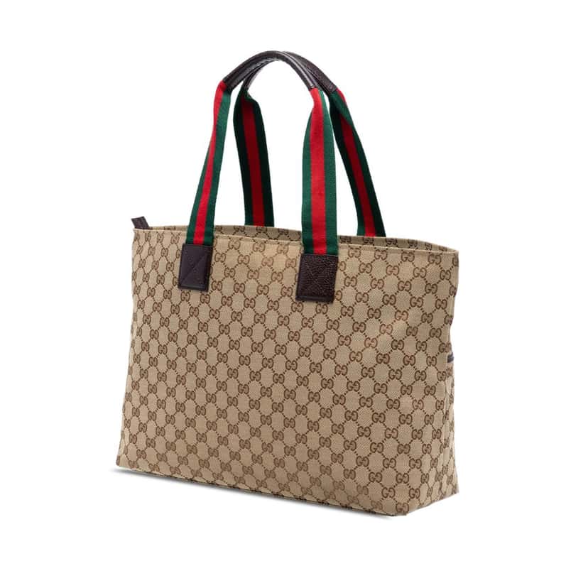 Gucci GG Canvas Web Tote Beige Very good condition - Back View