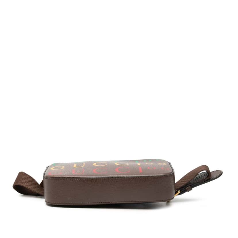 Gucci 100th Anniversary Textured Dollar Calfskin Logo Belt Bag Brown Leather Very good condition - Inside View