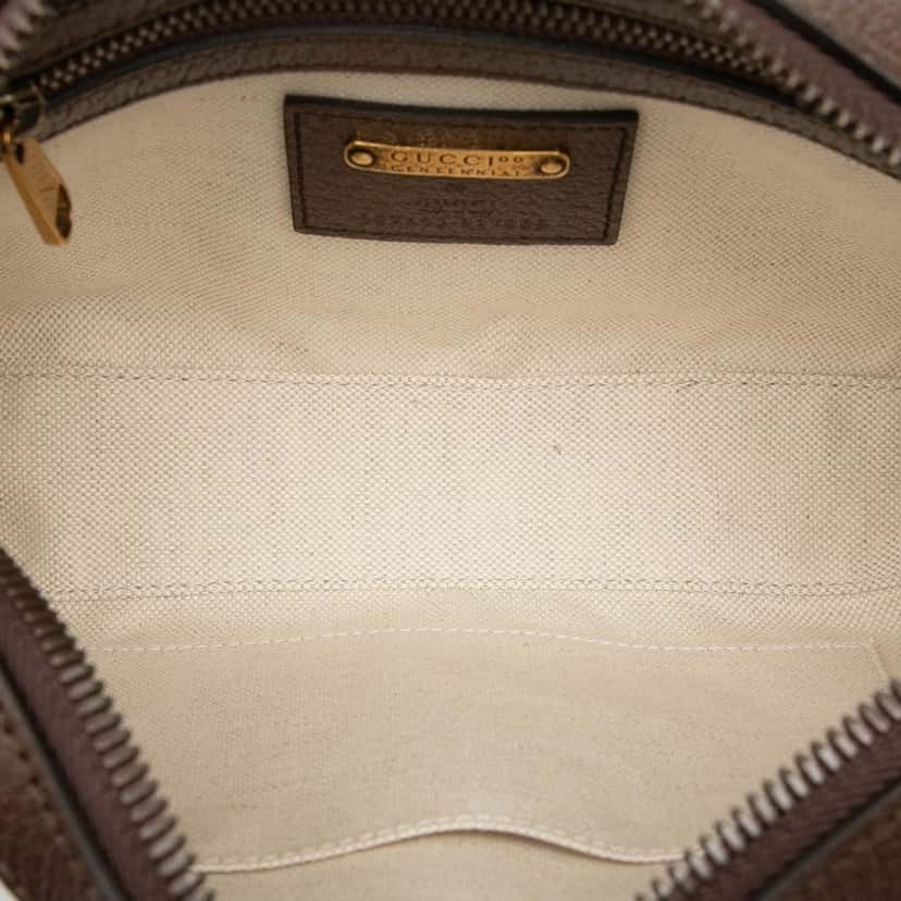 Gucci 100th Anniversary Textured Dollar Calfskin Logo Belt Bag Brown Leather Very good condition - Model View