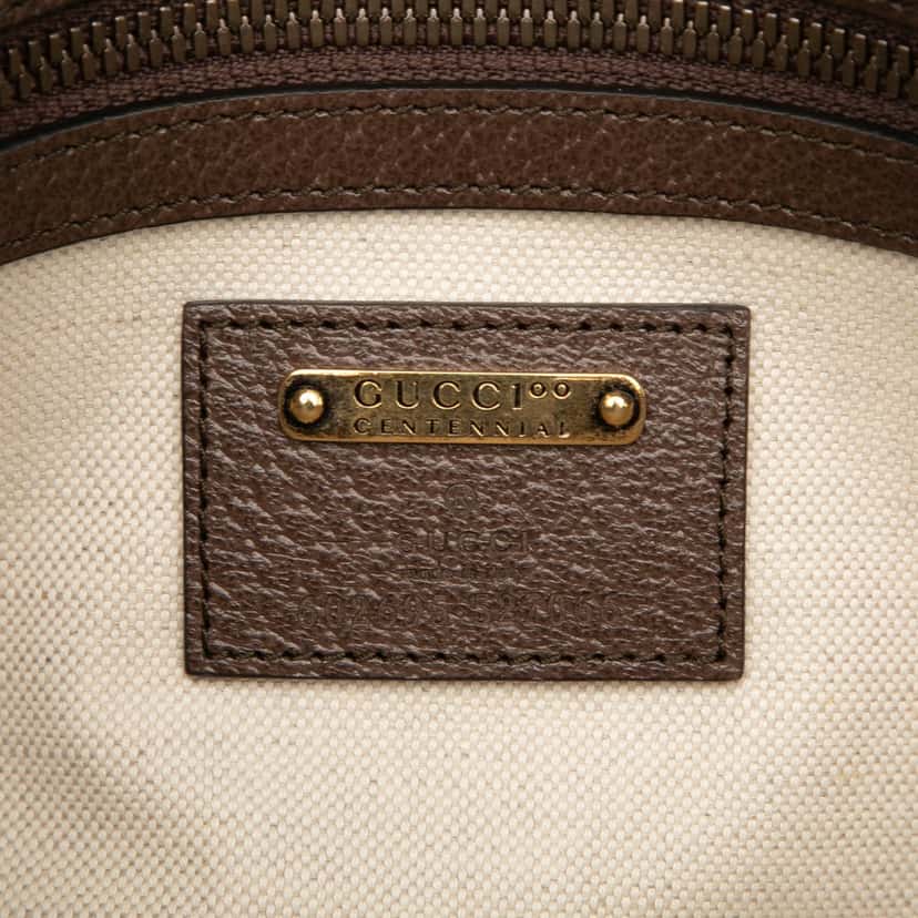 Gucci 100th Anniversary Textured Dollar Calfskin Logo Belt Bag Brown Leather Very good condition - Box View