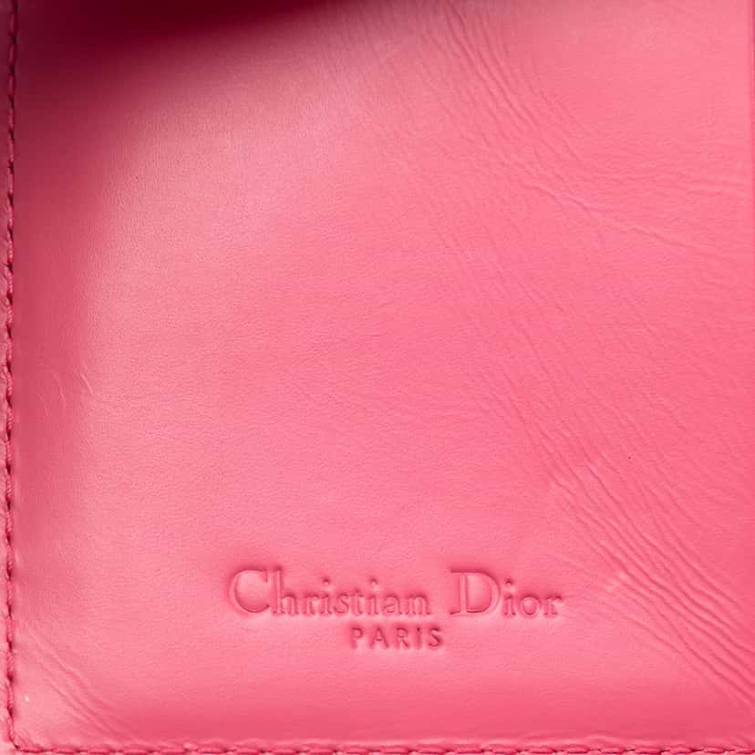 Dior Patent Cannage Lady Dior French Wallet Pink Leather Very good condition - Box View