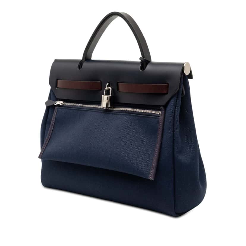 Hermès Toile Herbag Zip 31 Blue Very good condition - Back View