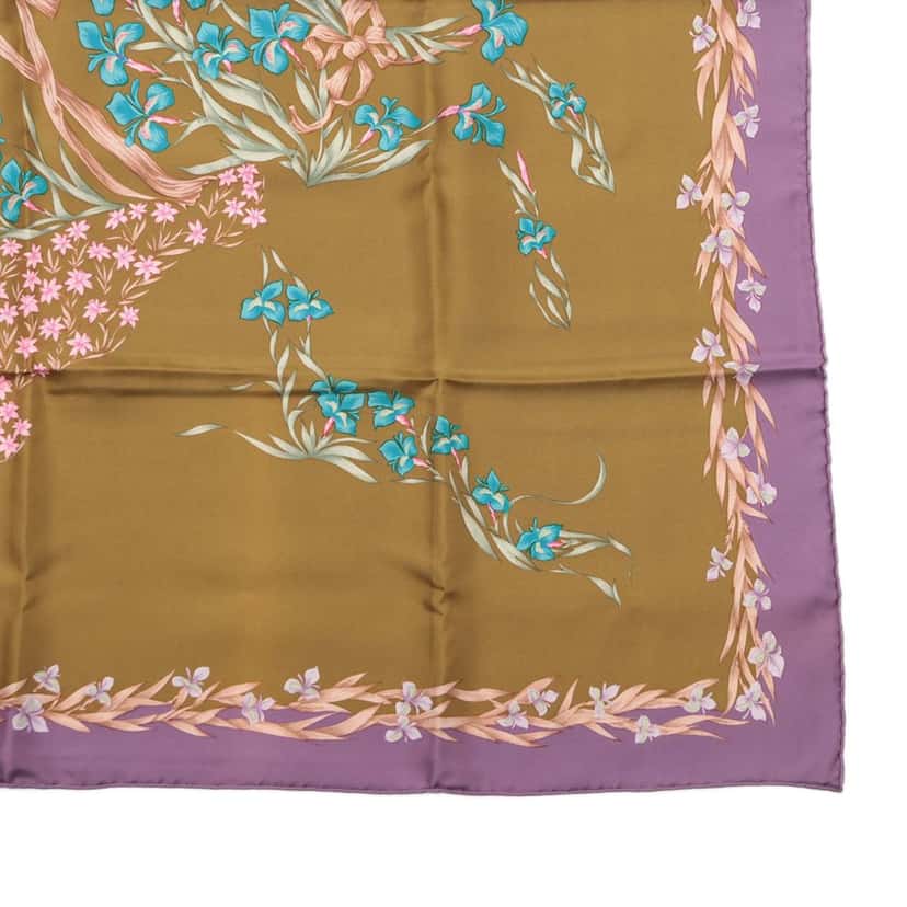 Hermès Cheval Fleuri Silk Scarf 90 Green Very good condition - Inside View