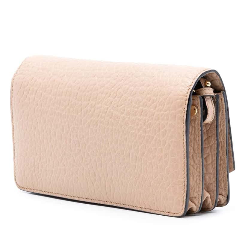 Burberry Textured Leather Madison Wallet On Chain Beige Leather Very good condition - Back View