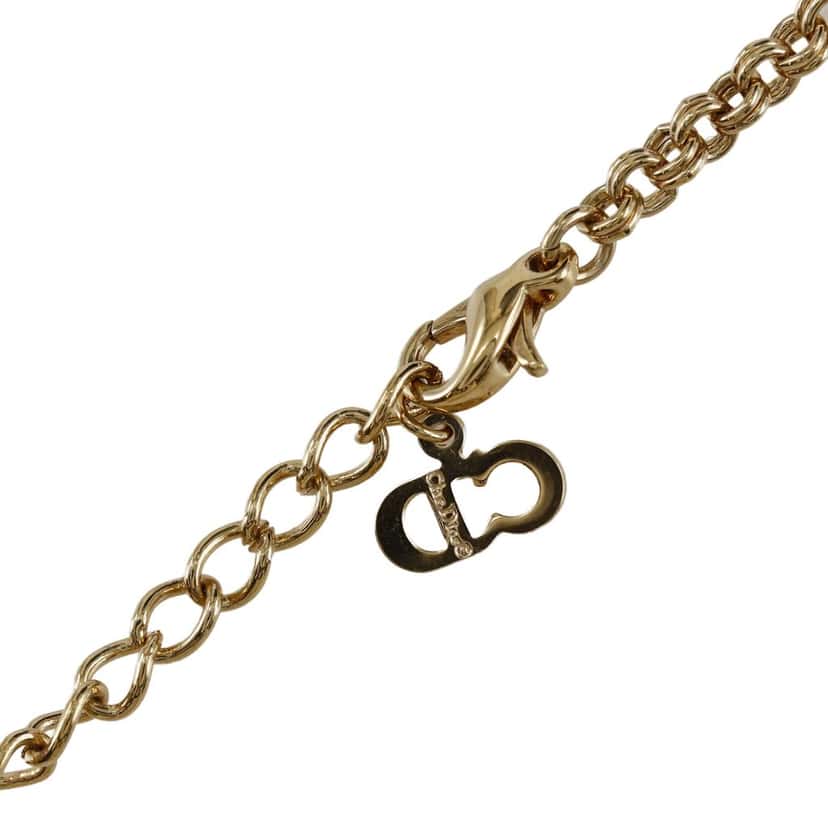 Dior Gold Plated Strass CD Logo Pendant Necklace Gold Metal Very good condition - Model View