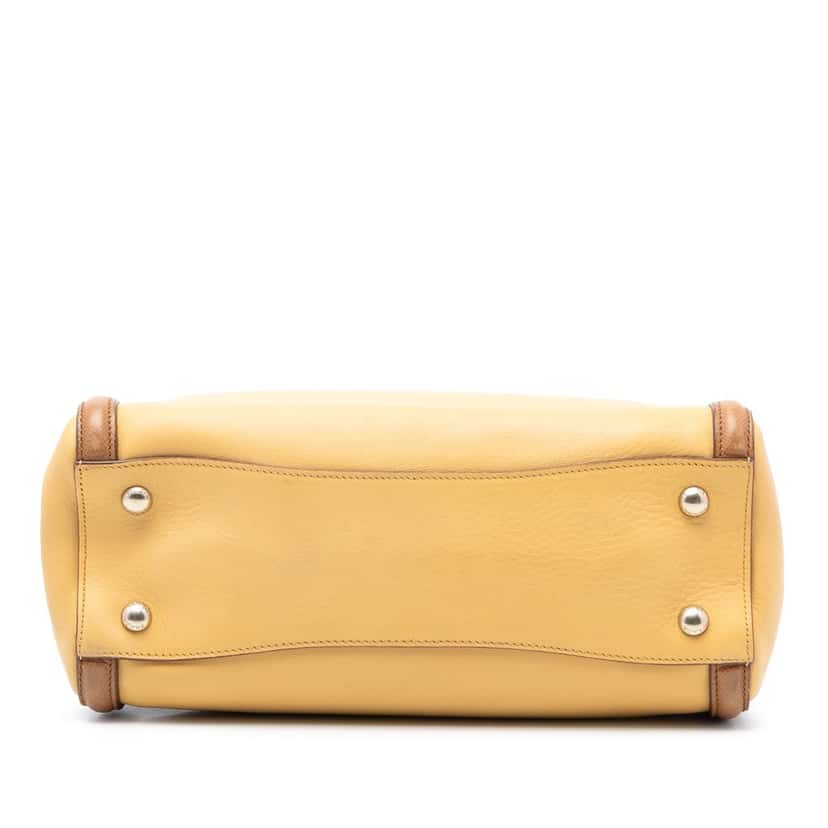 Prada Bicolor Saffiano Cuir Trimmed Leather Satchel Yellow Leather Very good condition - Inside View