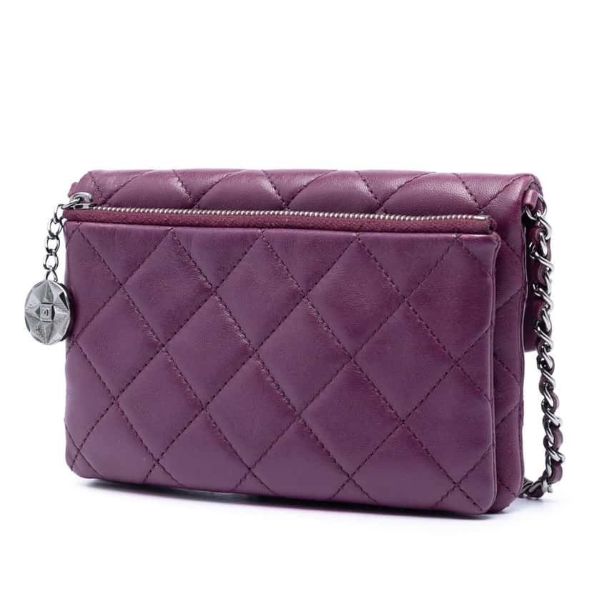 Chanel Mini Lambskin Mineral Nights Flap Purple Leather Very good condition - Back View