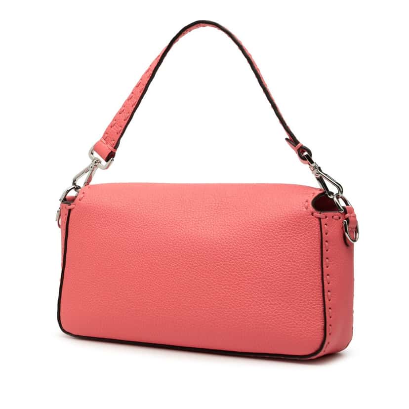 Fendi Leather Selleria Baguette Satchel Pink Leather Very good condition - Back View