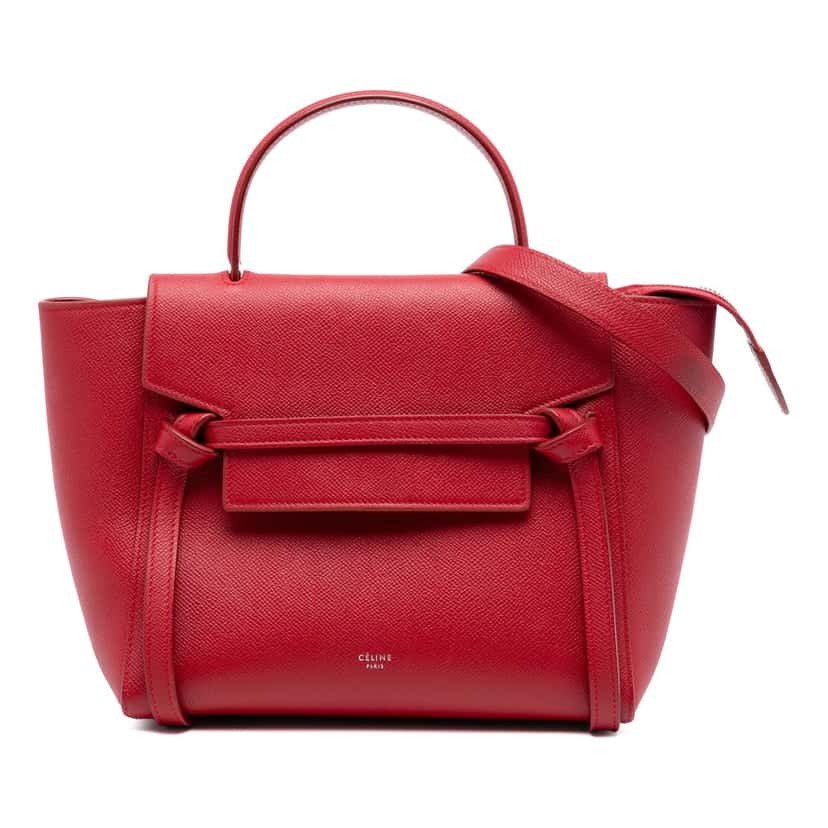 Celine Micro Grained Calfskin Belt Bag Red Leather Very good condition - Front View