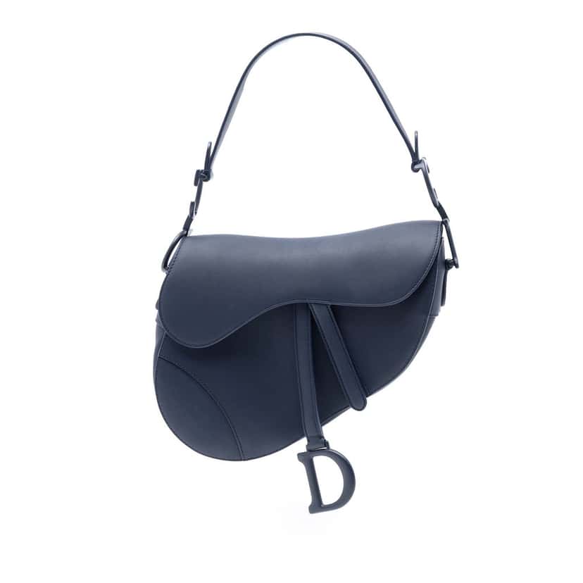 Dior Ultra Matte Calfskin Saddle Bag Blue Leather Very good condition - Front View