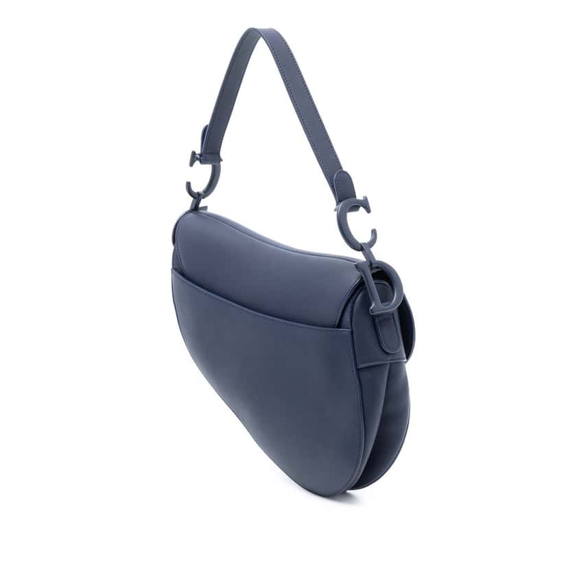 Dior Ultra Matte Calfskin Saddle Bag Blue Leather Very good condition - Back View