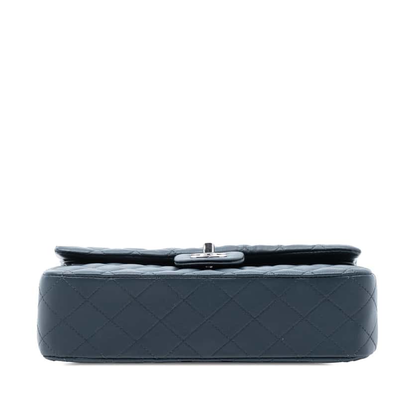 Chanel Medium Classic Lambskin Double Flap Blue Leather Very good condition - Inside View