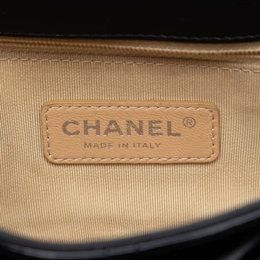 Chanel Small Quilted Patent Coco Boy Flap Black Leather Very good condition - Box View