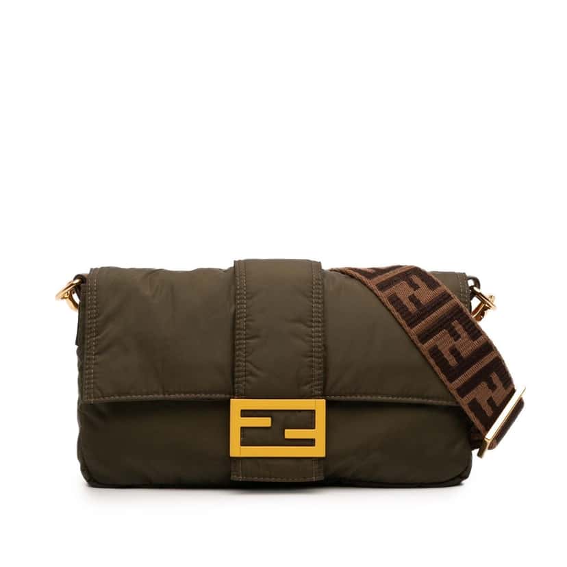 Fendi Nylon Convertible Baguette Brown Very good condition - Front View