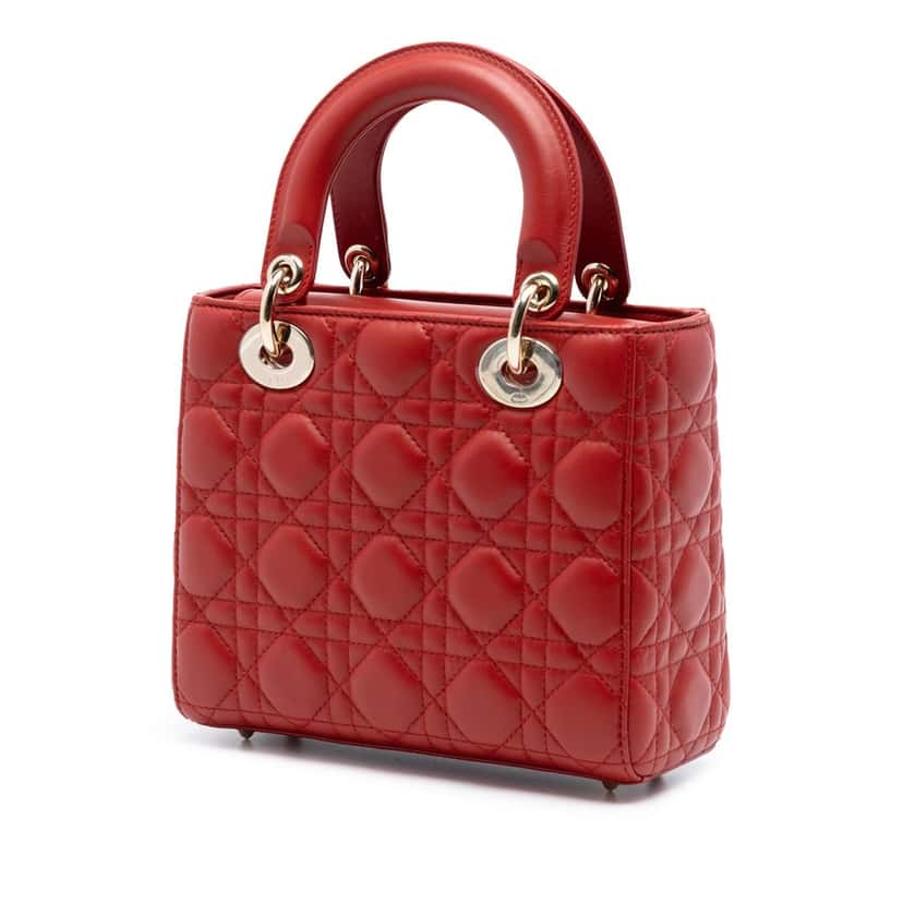 Dior Small Lambskin Cannage My ABCDior Lady Dior Red Leather Very good condition - Back View