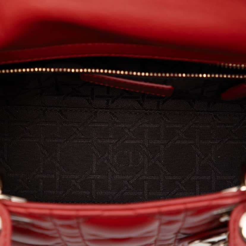 Dior Small Lambskin Cannage My ABCDior Lady Dior Red Leather Very good condition - Model View
