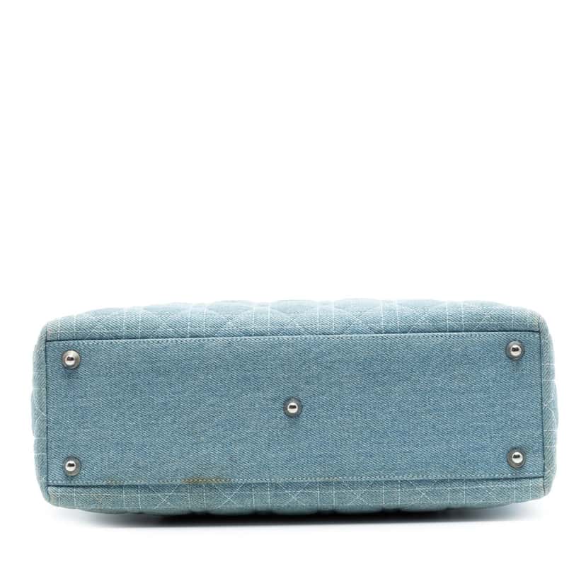 Dior Large Denim Cannage Acrylic Handles Lady Dior Blue Very good condition - Inside View
