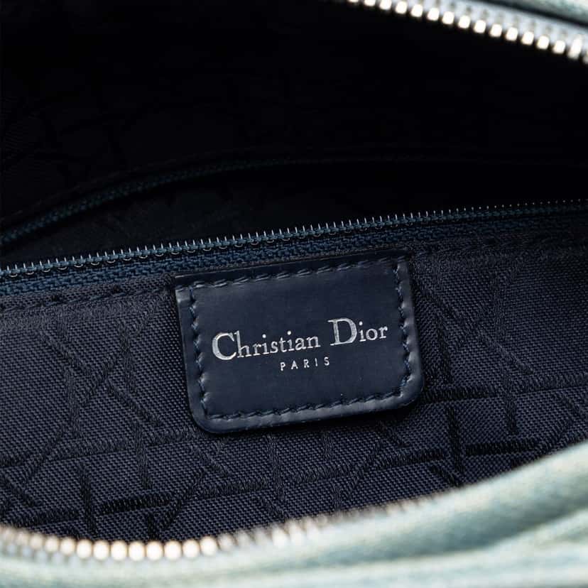 Dior Large Denim Cannage Acrylic Handles Lady Dior Blue Very good condition - Box View