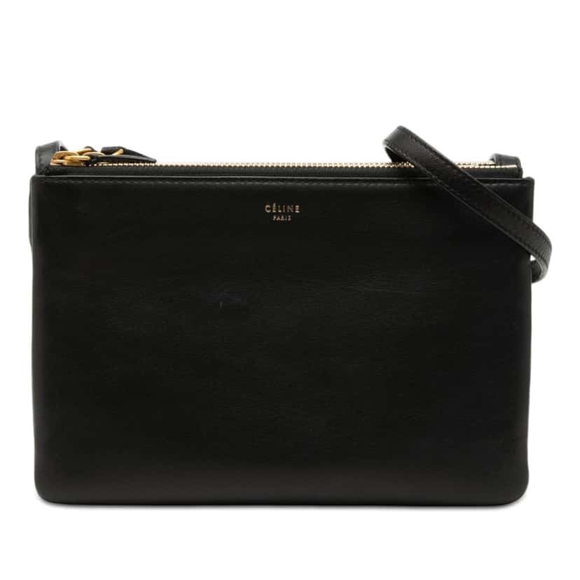 Celine Small Lambskin Trio Crossbody Black Leather Very good condition - Front View
