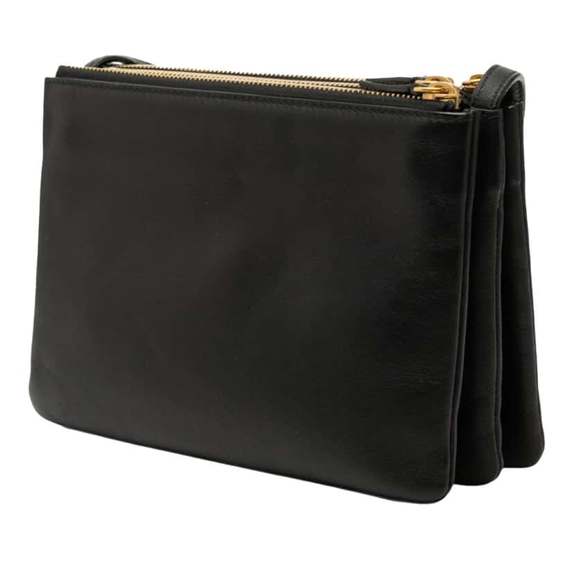 Celine Small Lambskin Trio Crossbody Black Leather Very good condition - Back View