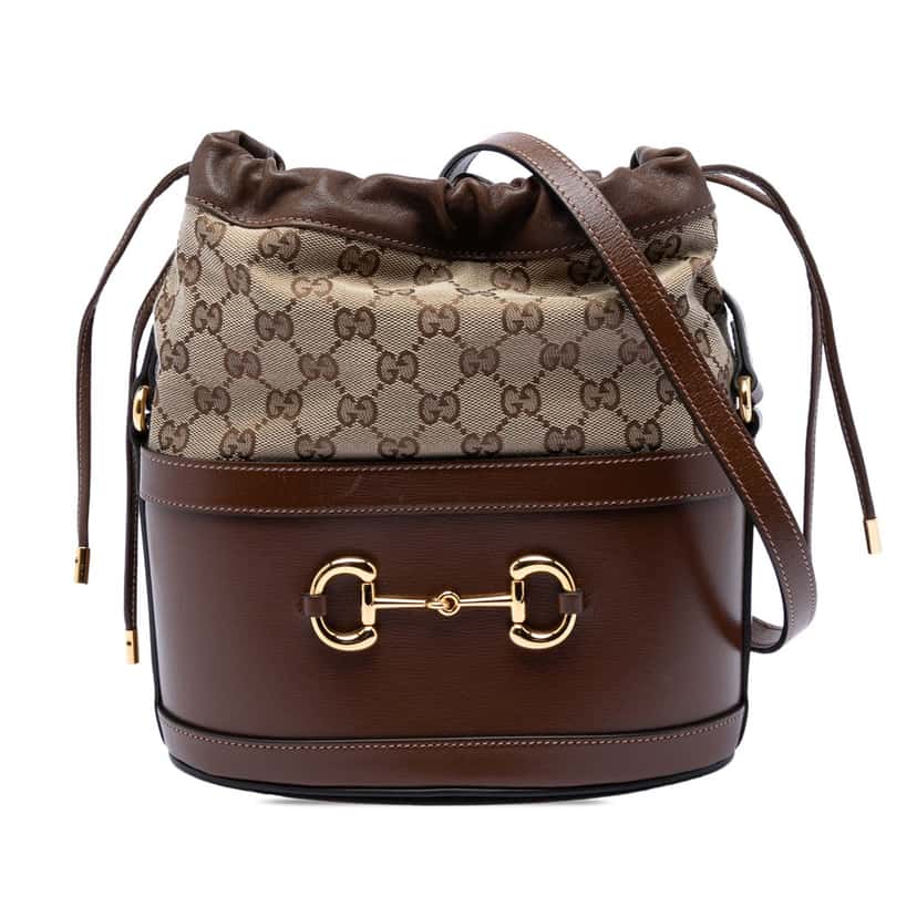 Gucci GG Canvas Horsebit 1955 Bucket Bag Beige Very good condition - Front View